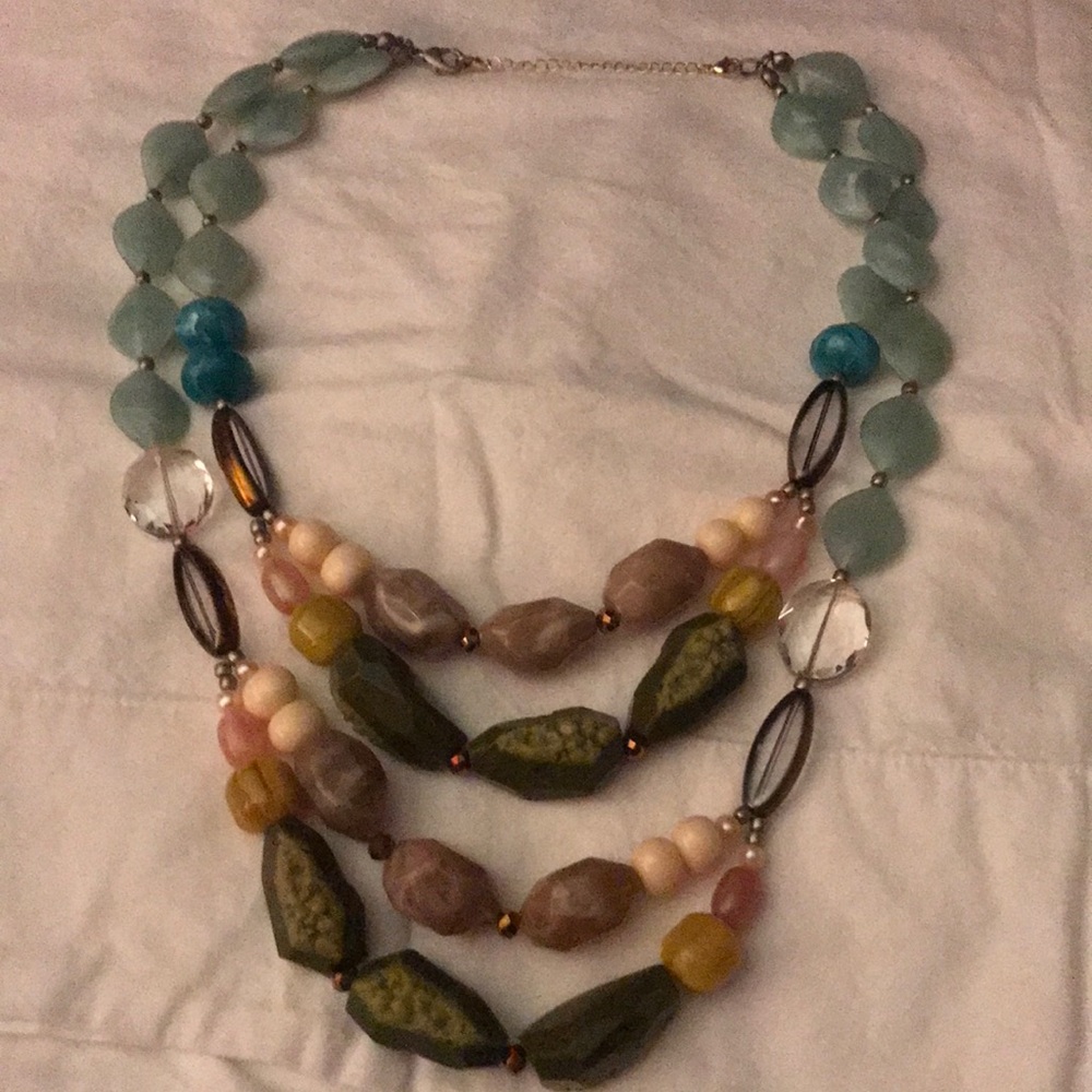 Anthropologie Green and Blue Layered Necklace